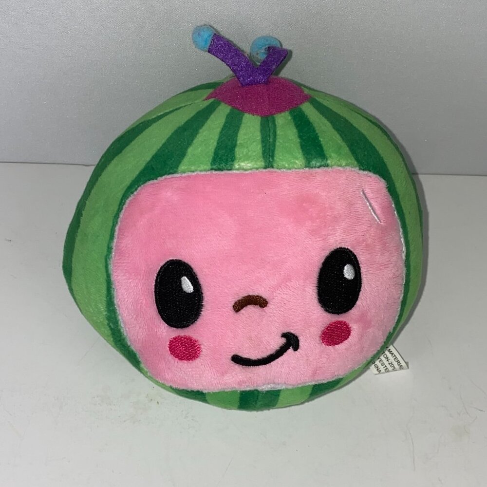 Cocomelon Kids Pretend Play Character Stuffed Animal Pink Face Watermelon Stripe